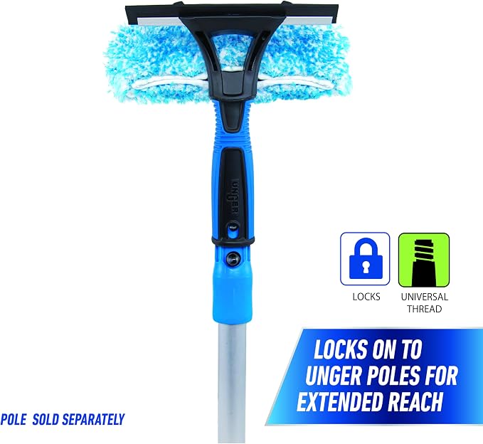 Unger Professional Connect and Clean 2-in-1 Squeegee and Scrubber, 6” Window Cleaning Tool, Commercial & Residential Use, Washer Cleaner Supplies to Remove Excess Water & Dry (Pack of 6)