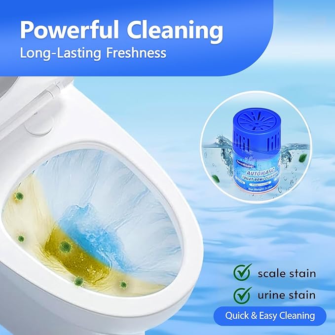 Automatic Toilet Bowl Cleaner Bottles, 2 Pack In-Tank Toilet Cleaner for Stain Build-Up Prevention, Blue Long-Lasting Toilet Tank Cleaner, Septic Safe, Fresh Scent, Up to 3 Months Each