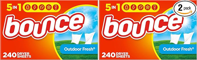 Bounce Dryer Sheets, Outdoor Fresh, 480 Count | Static Control | Wrinkle Fighters | 2 Packs of 240