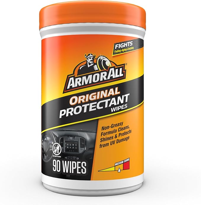 Armor All Car Interior Original Protectant Wipes, 90 Count, UV Protectant | Car cleaner wipes for vinyl, rubber, plastic, trim, and dashboards with a non-greasy, streak-free medium shine