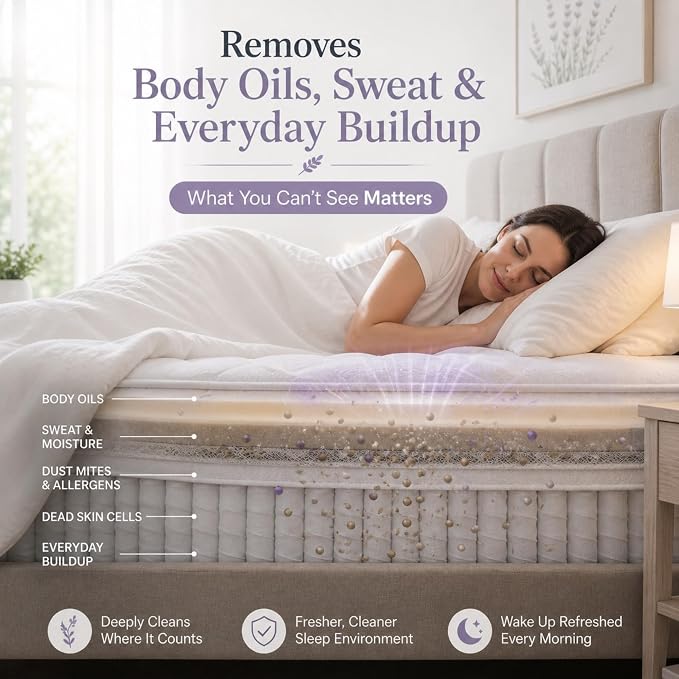 GEODE Mattress Cleaner & Deodorizer – Natural Enzyme Formula for Stain & Odor Removal, Sweet Lavender Aroma, Eco-Friendly & Non-Toxic, Safe for All Fabrics – Gallon (128fl oz)