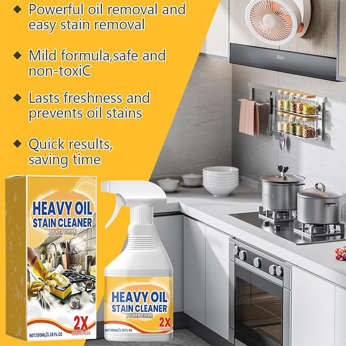 2Pcs Kitchen Heavy Oil Cleaner Spray, 2026 New All Purpose Kitchens Heavy Oil Cleaning Agent,Multipurpose Kitchen Cleaner, Heavy Duty Degreaser Cleaner Spray for Countertops, Ovens and Appliances