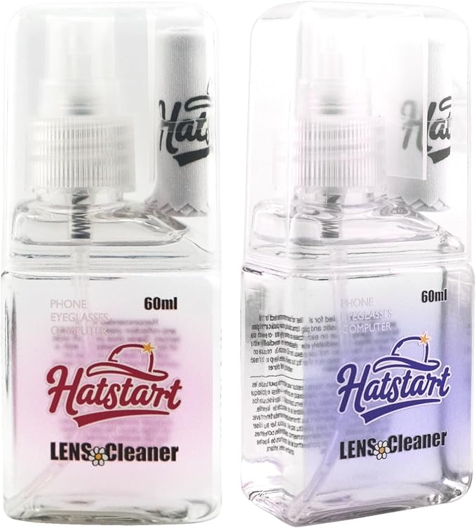 2-Pack Eye Glasses Cleaner Spray, Travel-Sized Screen Cleaning Kit with Touchscreen Mist for iPhone, Sunglasses, Computer, Laptop Screens, Phone Electronics with Eyeglass Cloth and Case Lid - Hatstart