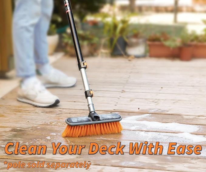 Medium Bristle Deck Scrub Brush - Composite Deck Brush Head & Vinyl Siding Brush // Boat Scrub Brush, Roof Brush for Extension Pole // Exterior, Patio & Deck Cleaning Brush (Pole Sold Separately) | Composite Deck Brush Head // Boat Scrub Brush, Roof Br...