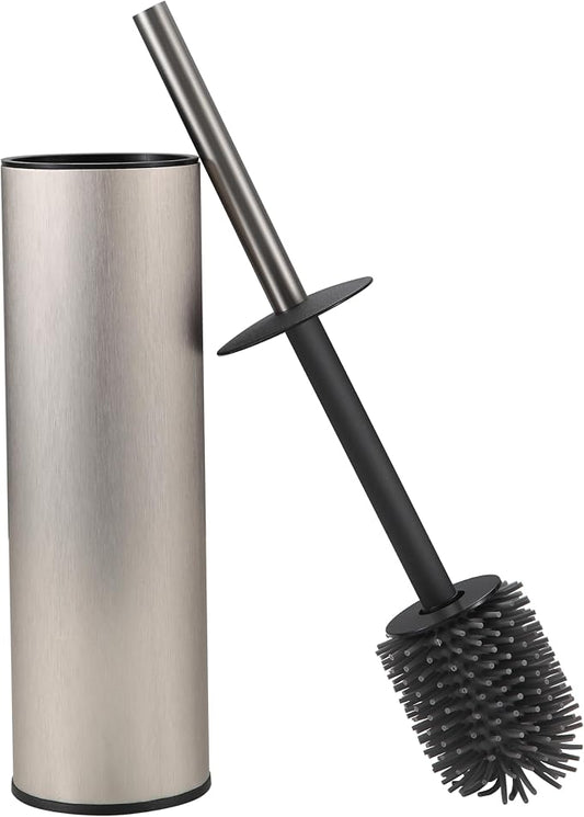 Toilet Brush and Holder Set Premium Material Toilet Bowl Cleaner Free Standing Toilet Bowl Brush and Holder 1pack Brushed Nickel