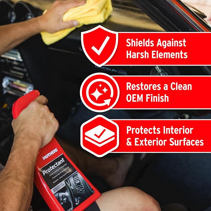 Mothers Protectant, 16 oz. (05316) | Long-Lasting UV Protection for Rubber, Vinyl & Plastic, Shields Dash, Trim, Bumpers & Tires from Fading, Cracking & Drying