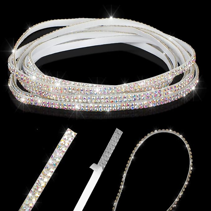 Kingdder 16.4 ft Bling Car Trim Self Adhesive Bling Car Accessories for Women Rhinestone Strip Glitter Diamond Sticker DIY Line Molding Dashboard Decal Shiny Auto Stuff for Interior Exterior Decor