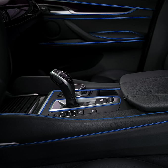 32 Feet Car Interior Moulding Trim Strips Universal Car Decoration Pinstriping Filler Insert Strips Dashboard Decorative DIY Flexible Garnish with Installing Tool(Simple Style,Blue)