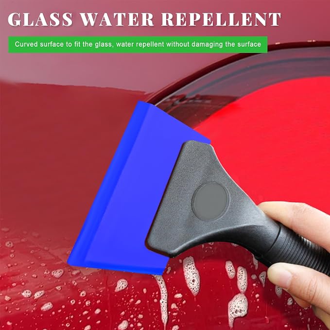 Yourkar 4 PCS Window Tint Kit Tools, Professional Vinyl Wrap Kit with Plastic Squeegee & Felt Squeegee, Universal Privacy Film Installation Tint Tools for Vehicle Glass Home (Blue+Red)