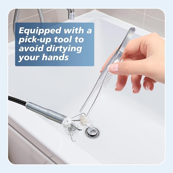 Flexible Grabber Claw (4 Claws), Drain Snake with Tweezers, Bendable Hose Grabber Reacher Tool, Retractable Drain Clog Remover Tool, Pickup Tool for Bath Tub, Toilet, Kitchen Sink & Sewer (35 inches)