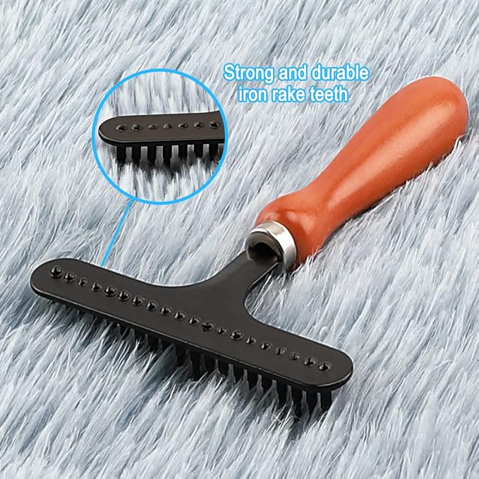 Carpet Rake for Restoration - Shag Rug Groomer and Hair Cleaner Suitable for Carpets (4.3 Inch Width, 1 Piece)