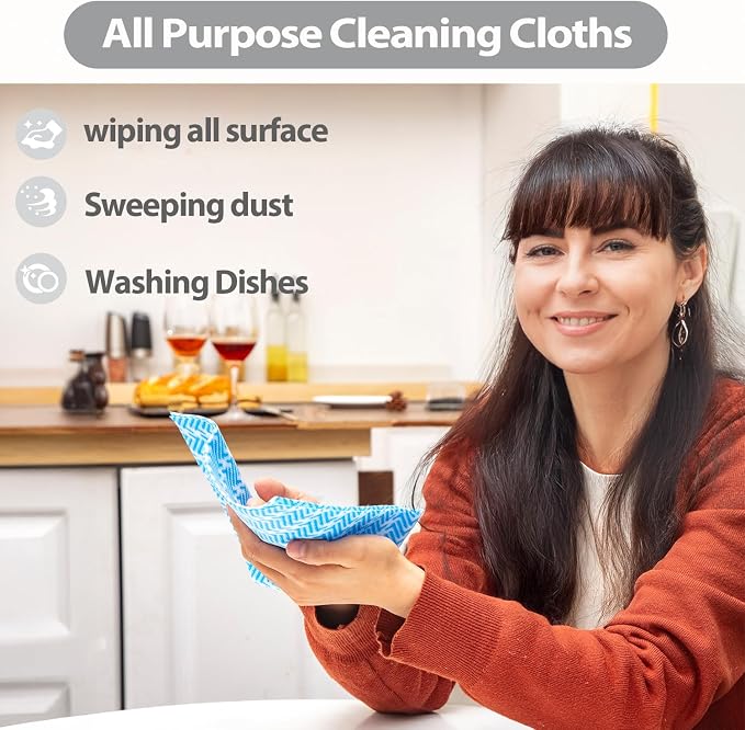Disposable Dish Cloths,Multi use Reusable Cleaning Cloth,Machine Washable J Cloth,Heavy Duty Handy Cleaning Wipes 11.8" X 19.6" (Green 50 Count)