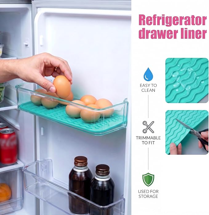 MicoYang Silicone Dish Drying Mat for Multiple Usage,Easy clean,Eco-friendly,Heat-resistant Silicone Mat for Kitchen Counter,Sink,Bar,Bottle,or Cup Mint M 17 inches x 6 inches