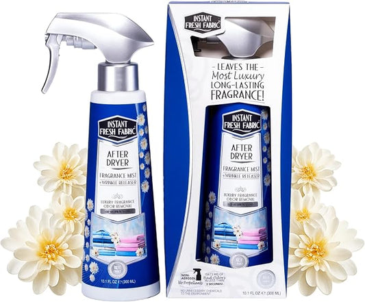 After Dryer Fabric Freshener & Wrinkle Release Spray - For Clothes & Laundry - Luxury Fragrance Odor Remover & Wrinkle Releaser - For Home & Travel - Fresh Linen Scent - 10.1 fl oz.