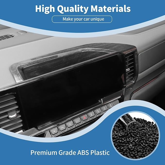 for Silverado Center Dashboard Tray Panel Trim Cover for Chevy Silverado 2022 2023 2024 Black Wood Grain Interior Accessories 2pcs