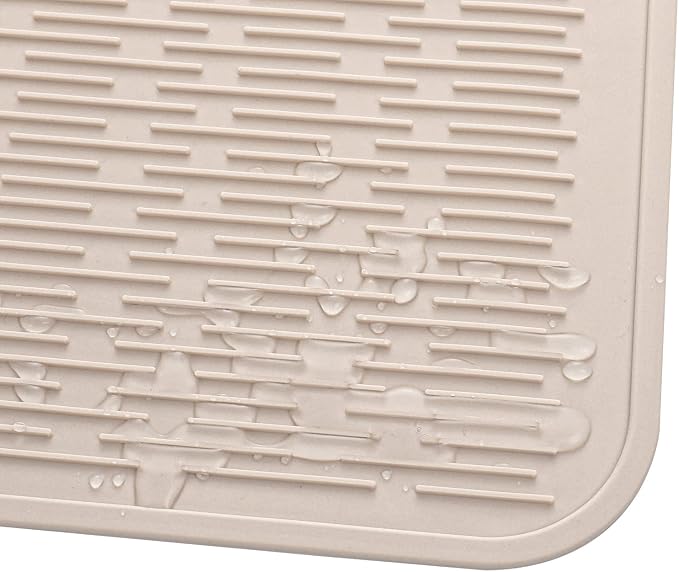 MicoYang Silicone Dish Drying Mat for Multiple Usage,Easy clean,Eco-friendly,Heat-resistant Silicone Mat for Kitchen Counter or Sink,Refrigerator or Drawer Liner Tapioca 4XL 32 inches x 18 inches
