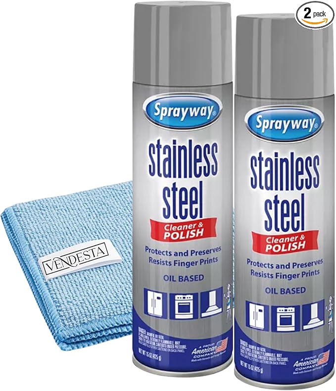 Stainless Steel Cleaner Bundle. Includes Two-15 Oz Stainless Steel Cleaner and Polish with Microfiber Cloth