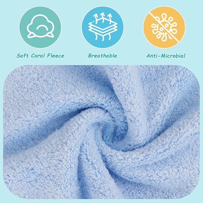 HOMEXCEL Baby Washcloths 20 Pack-Microfiber Coral Fleece Baby Bath Face Towel 11 x 11 Inch Extra Absorbent Soft Burp Cloth and Wash Cloths for Newborn-Infants and Toddlers,Blue