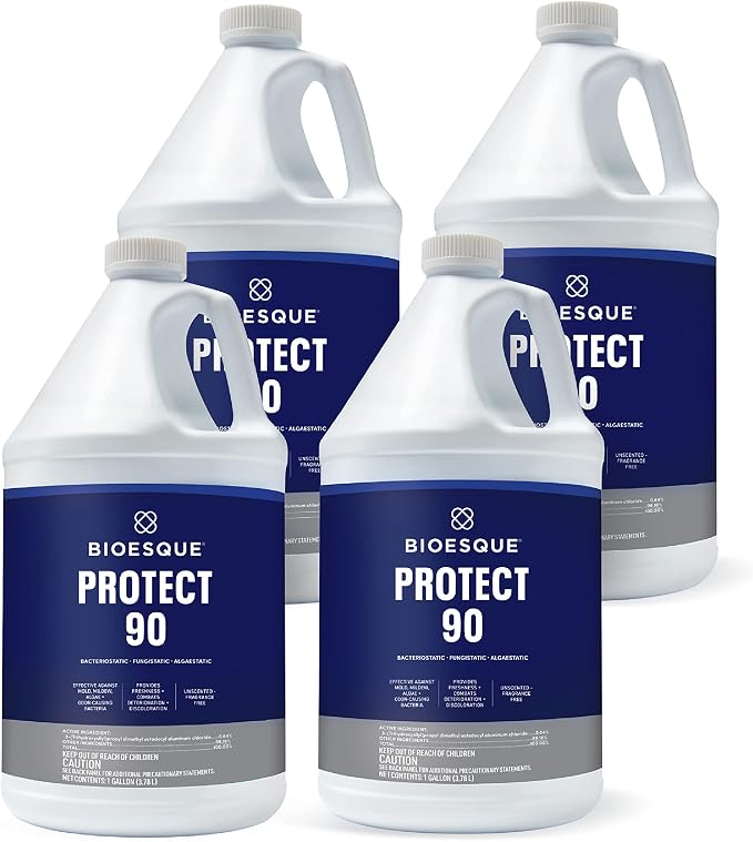 Bioesque Protect 90, Bacteriostatic, Fungistatic, Algaestatic Formula, Effective Against Mold, Mildew, Algae, & Odor Causing Bacteria, 1 Gallon (Pack of 4)