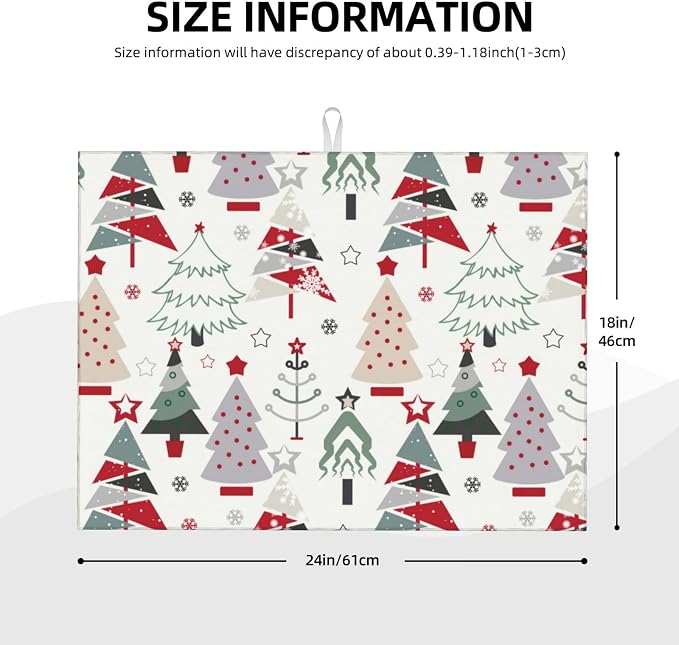 Beautiful Christmas Tree Dish Drying Mat For Kitchen Counter, Super Absorbent Microfiber Dish Drying Pad, Kitchen Gadgets For Easy Clean Multi-Use Large 18"x24"