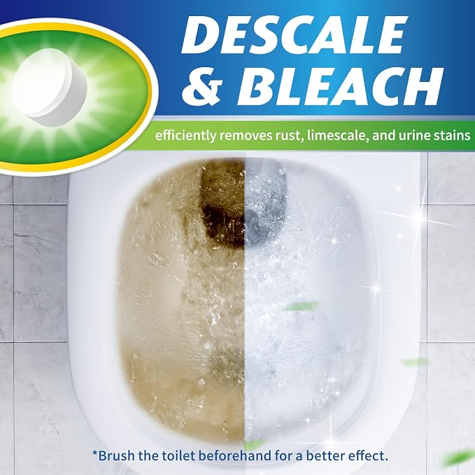 Ksend Toilet Bowl Cleaner Tablets, Automatic Bleach, Powerful Cleaning | Bathroom Tank, Slow Release, Deodorizing, Descaling, Long-Lasting Use, 20 Pack