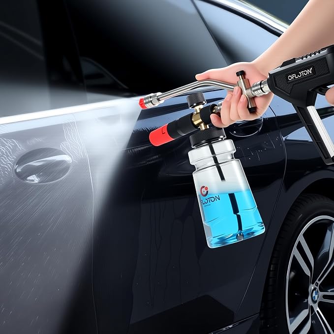 Pressure Washer Foam Gun & Dual Connector Accessory, Short Power Washer Gun & Foam Cannon & Double Tip Attachment Car Wash Kit, 1/4" Quick Connector, M22 Male Inlet, 4000 PSI Foam Sprayer