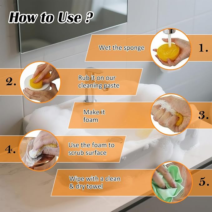 Tile & Grout Cleaner Paste, Bathroom Cleaner Fast Acting Non Toxic Cleaning Paste for Shower Tile, Ceramic, Granite, Porcelain, Marble Floor, Appliances & Fixtures, Removes Old Stains-250g