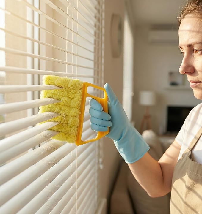 2 Pcs Blind Cleaner Tool, 7 Finger Blind Duster for Wood Blinds Microfiber | Blinds Cleaner Tool Washable for Window & Air Conditioner, Reusable Dusting Brush