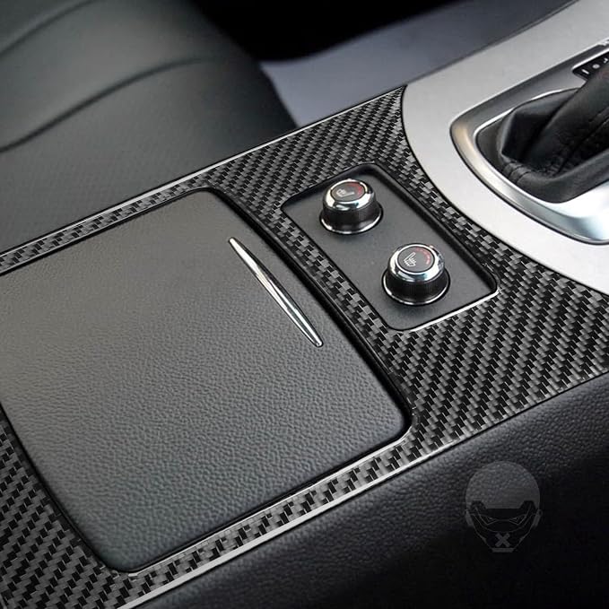 Real Carbon Fiber Trim for Infiniti Accessories | for G35 G37 X 2007 2008 2009 2010 Sedan Coupe Convertible Center Console Cup Holder Interior Thick Overlay Decal