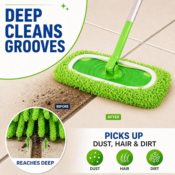 6PCS Reusable Microfiber Mop Pads Compatible with Swiffer Sweeper, Mop Replacement Wet Mopping Cloths, Washable Wet Pads Refill for Wet & Dry Surface, Hardwood Floor Cleaning