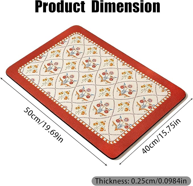 Drying Mat for Kitchen Counter, 20"x16" Coffee Mat Dish Drying Mat | Good water absorption, multiple pattern, anti-slip, easy to clean, coffee bar accessories, bathroom counters, durable