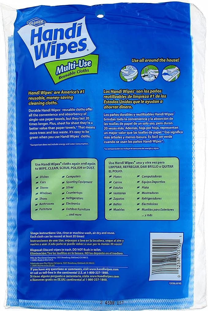 Clorox Handi Wipes Multi-Use Reusable Cleaning Cloths 21" X 11" 6 Count (Pack of 4)