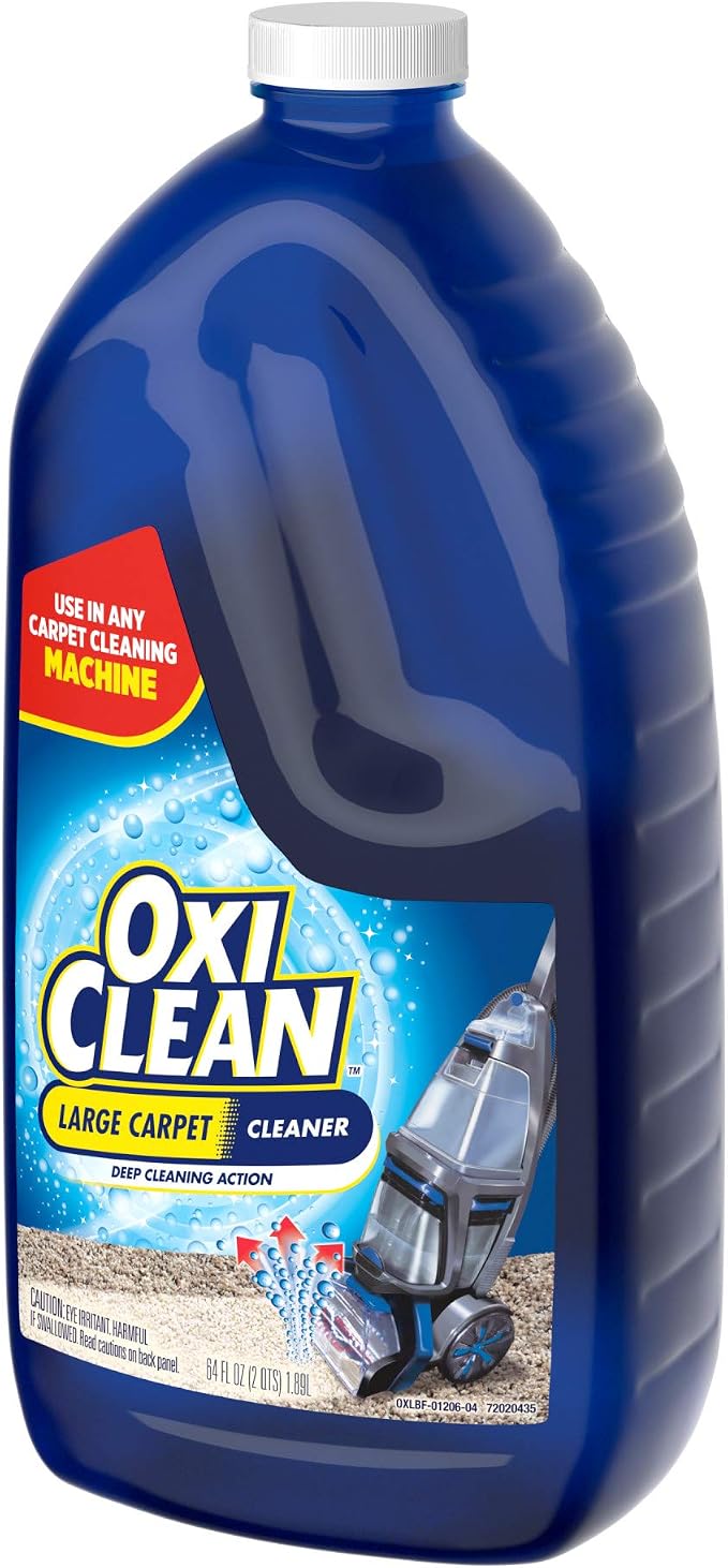 OxiClean Large Carpet Cleaner Liquid Solution, 64 fl oz | Steam Cleaning Machines, Carpet Cleaner Solution, Carpet Shampoo, Deep Cleans Carpet Fibers