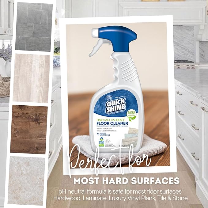 Quick Shine Multi-Surface Floor Cleaner 24 oz-6 Pk, Streak-Free, No Residue | Powered by Baking Soda, Clean Breeze Essence, pH Neutral, No Rinse, PFAS & Ammonia Free, EPA Safer Choice Made in USA