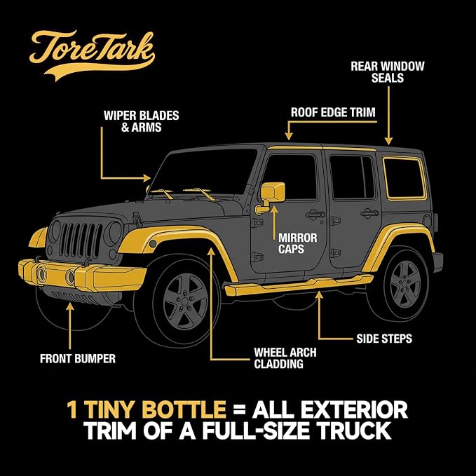 Toretark Plastic Restorer for Cars, Not a Dressing, Black Trim Restorer, Ceramic Crystal Coating Highly Concentrated, Lasting Up to 6 Months+ with UV Protection, Restore Automotive Exterior Protectant