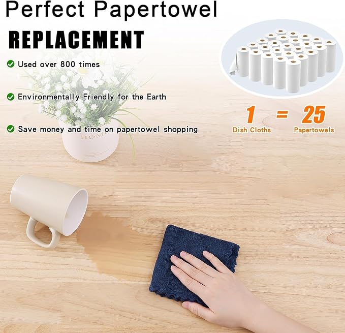 Homaxy 18 Pack Kitchen Dish Cloths (10 x 10 Inches, Navy Blue), Super Soft and Absorbent Coral Velvet Dish Towels, Nonstick Oil Fast Drying Microfiber Cleaning Cloth, No Lint Household Dishcloths