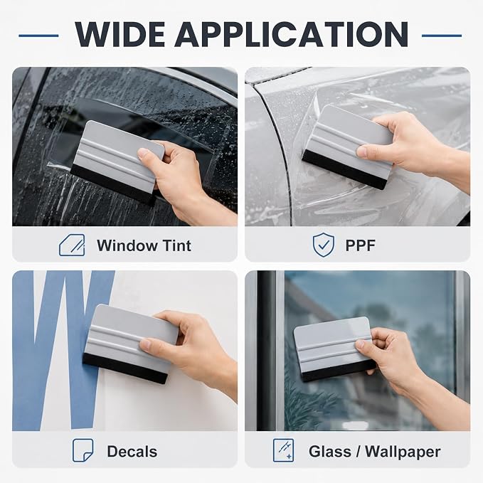 Window Felt Squeegee, 5.9 × 3.0 Inch Scratch Free Vinyl Scraper Car Wrap Tint Squeegee, Universal Smoothing Tool for Car Window Tint Wallpaper Glass Film Application