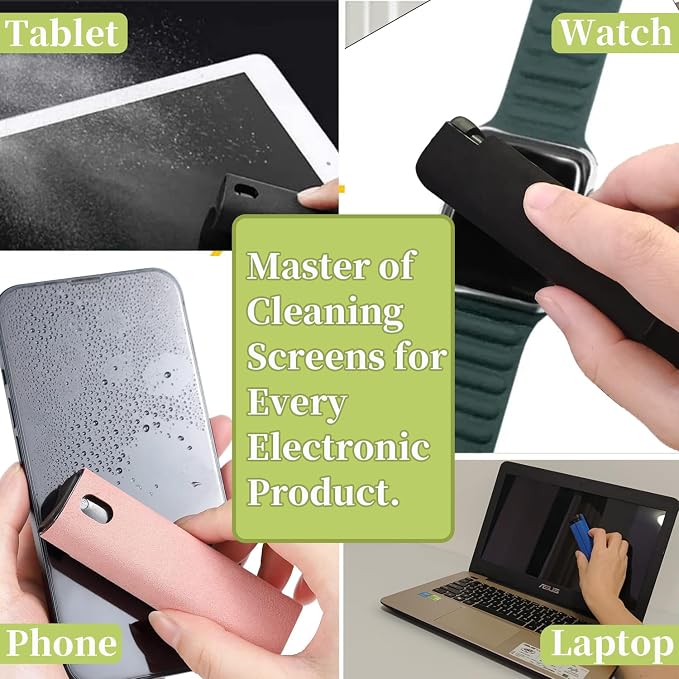 Electronic Touch Screen Cleaner Spray and Wiper, Car Laptop Phone Computer TV Screen Cleaning Accessories for MacBook Display iPad iPhone, Fingerprint Eraser for Screens of Mac - Yellow Green Blue
