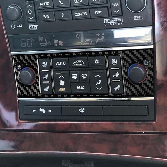 Fit for Cadillac Escalade ESV 2007-2014 / EXT Hybrid 2009-2013 | Real Carbon Fiber | Accessories | Trim A/C A C Control Panel | Stickers | Anti-scratch | Self-adhesive