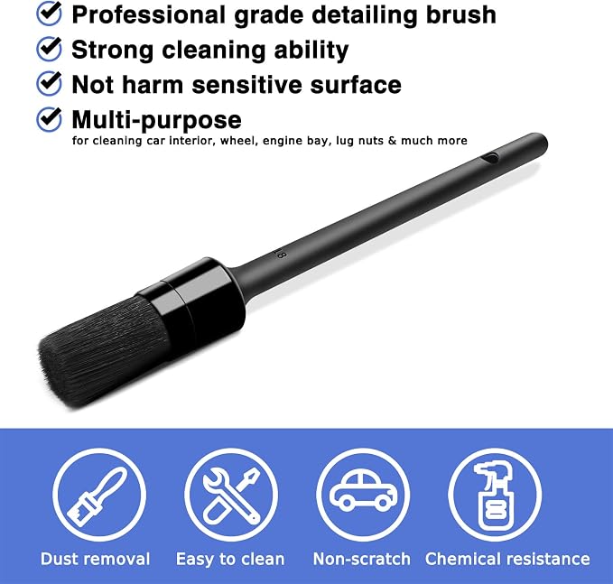 HMPLL 9pcs Auto Car Detailing Brush Set Car Interior Cleaning Kit | Includes 5 Soft Detail Brush, 3 Wire Brush & 1 Vent Cleaning Brush for Cleaning Interior, Dashboard, Engines, Leather, Wheel