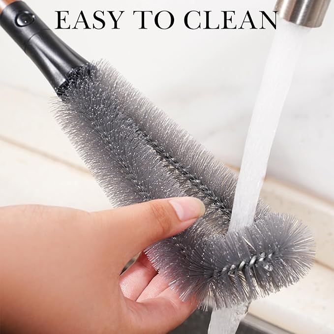 2-in-1 Garbage Disposal Brush with Gap Cleaner, 14" Extra Long Handle Cleaning Brush for Removing Residue, Odor, Build-Up, Universal Kitchen Sink Drain Cleaner (Walnut Color)