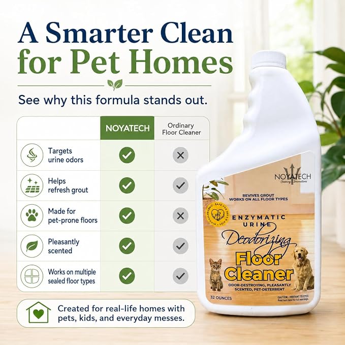 NOYATECH Pet Floor Cleaner – Enzyme-Powered Degreaser for Urine, Odor & Grime | Safe for Tile, Vinyl, Grout & Hardwood | Residue-Free & Pet Safe