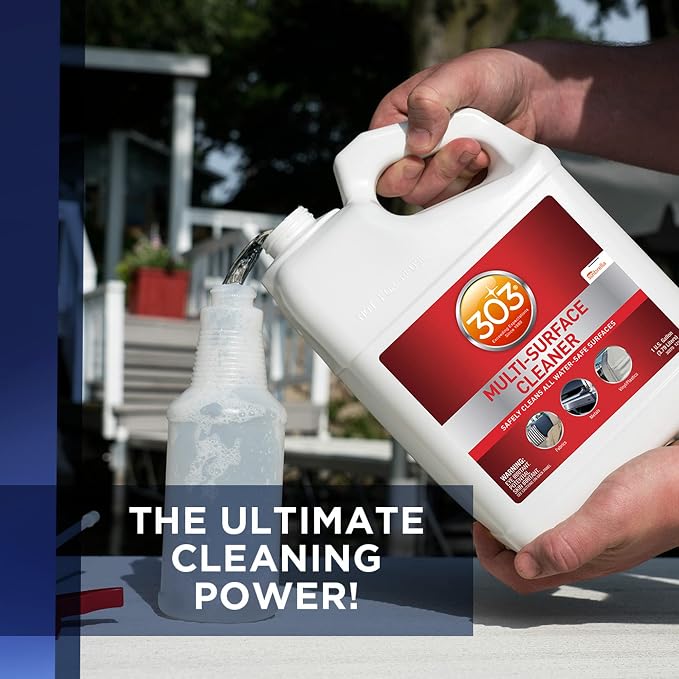 303 Products Multi-Surface Cleaner - Safely Cleans All Water Safe Surfaces, Including All Types of Fabric and Vinyl, Rinses Residue Free, Manufacturer Recommended, 1 Gallon (30570) | Removes dirt and stains from water-safe surfaces with a residue-free ...