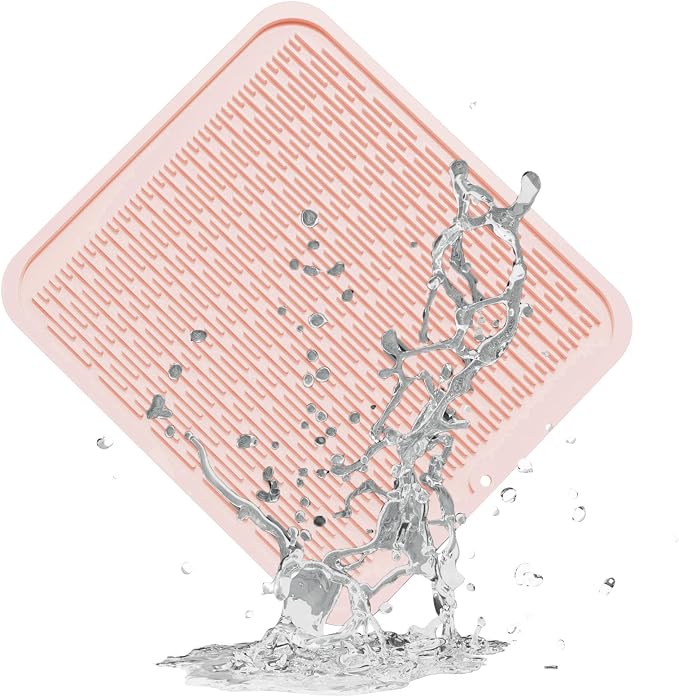 ZLR Heavy-Duty Silicone Dish Drying Mat (16" x 18" / 401 x 455mm) - XL Family-Size Thick 4mm Drainboard for Pots, Pans & Heavy Cookware - Oversized Trivet & Counter Protector, Non-Slip (Peach Pink)
