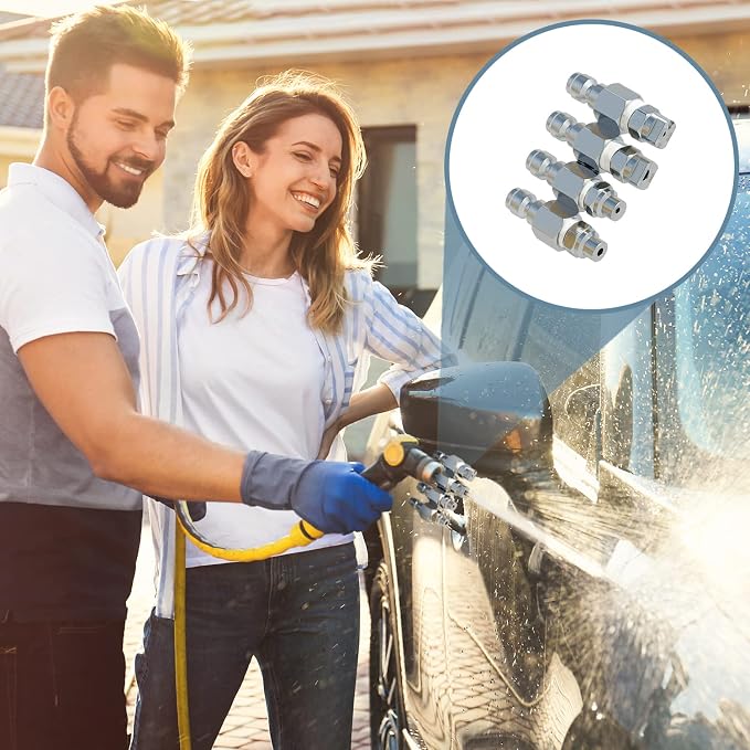 Jariko Jrod Pressure Washer Nozzle 4 GPM - High Pressure J rod Hose Nozzle - 1/4" Quick Connect for Soft Wash System - 4 Way Pressure Washer - 4 Tip Soft Wash Nozzle - Pressure Washer Accessories