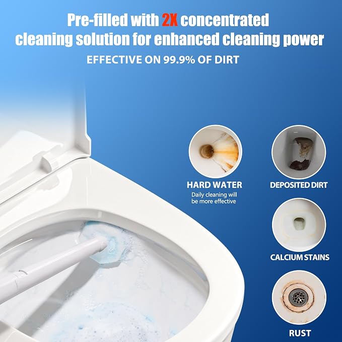 Disposable Toilet Bowl Cleaner Wand and Holder Set with 30 Refills | Wall mounted Toilet Scrubber Kit-17” ABS Wand, Caddy&30 Brush heads for Deep cleaning Bathroom.