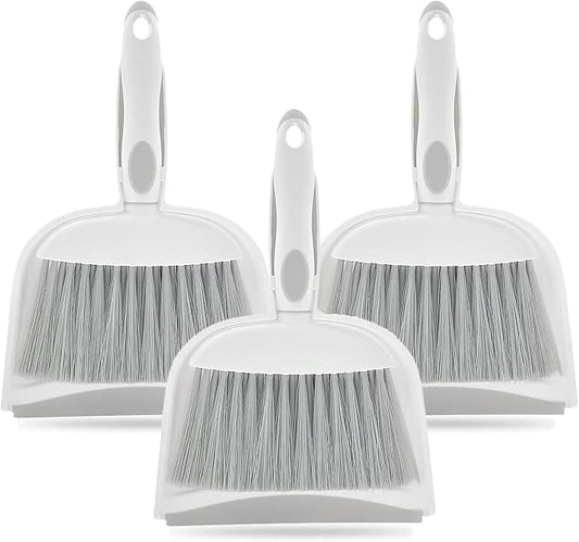 Dust pan, Mini Dustpan and Brush Set, Small Broom and Dustpan Set, Small Hand Broom and dust pan Set, Whisk Broom, Dust pan and Brush for Desk, Table, Home, Kitchen Necessities (Gray 3 pcs)