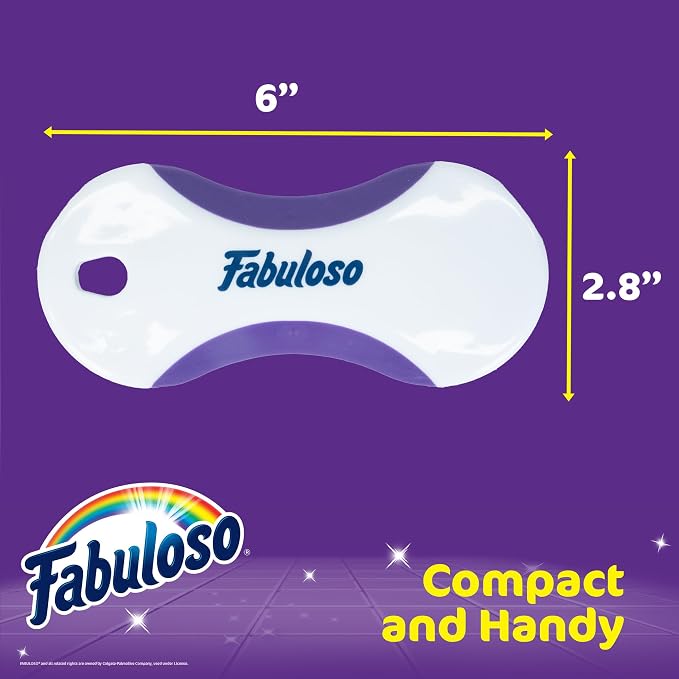 Fabuloso Compact Hand Scrub Brush, White and Purple, 6 Inch | Easy-grip rubber texture with firm bristles for kitchen, bathroom, tile, and baseboards