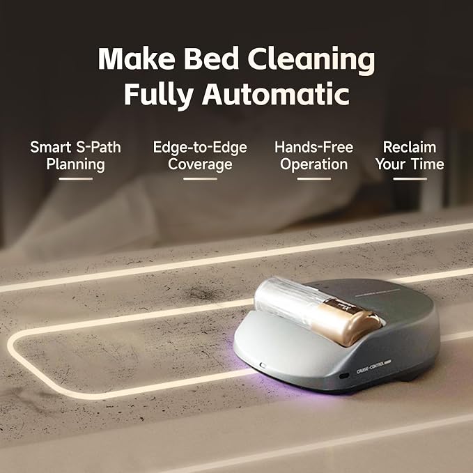 CREATULIZE X1 Robot Bed Vacuum, Automatic Mattress Vacuum Cleaner with Intelligent Path Planning, UV-C Light, HEPA Filter, One-Click 100% Dust & Pet Hair Removal for Bed, Mattress, Sofa, Carpet