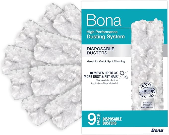 Bona Disposable Dusters - 9 Pack - High Performance Dusting System | Microfiber Dusters Remove Dust and Pet Hair for Quick Spot Cleaning